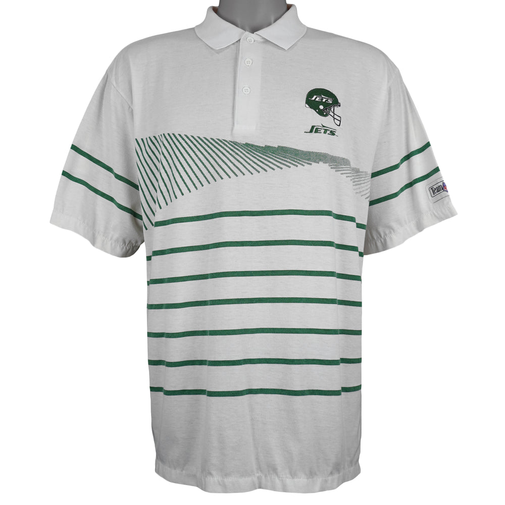 NFL (MainSports) - New York Jets Polo Shirt 1990s Large Vintage Retro Football