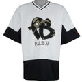 FUBU - White with Black Camo Logo Jersey T-Shirt 1990s XXX-Large Vintage Retro