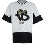 FUBU - White with Black Camo Logo Jersey T-Shirt 1990s XXX-Large Vintage Retro