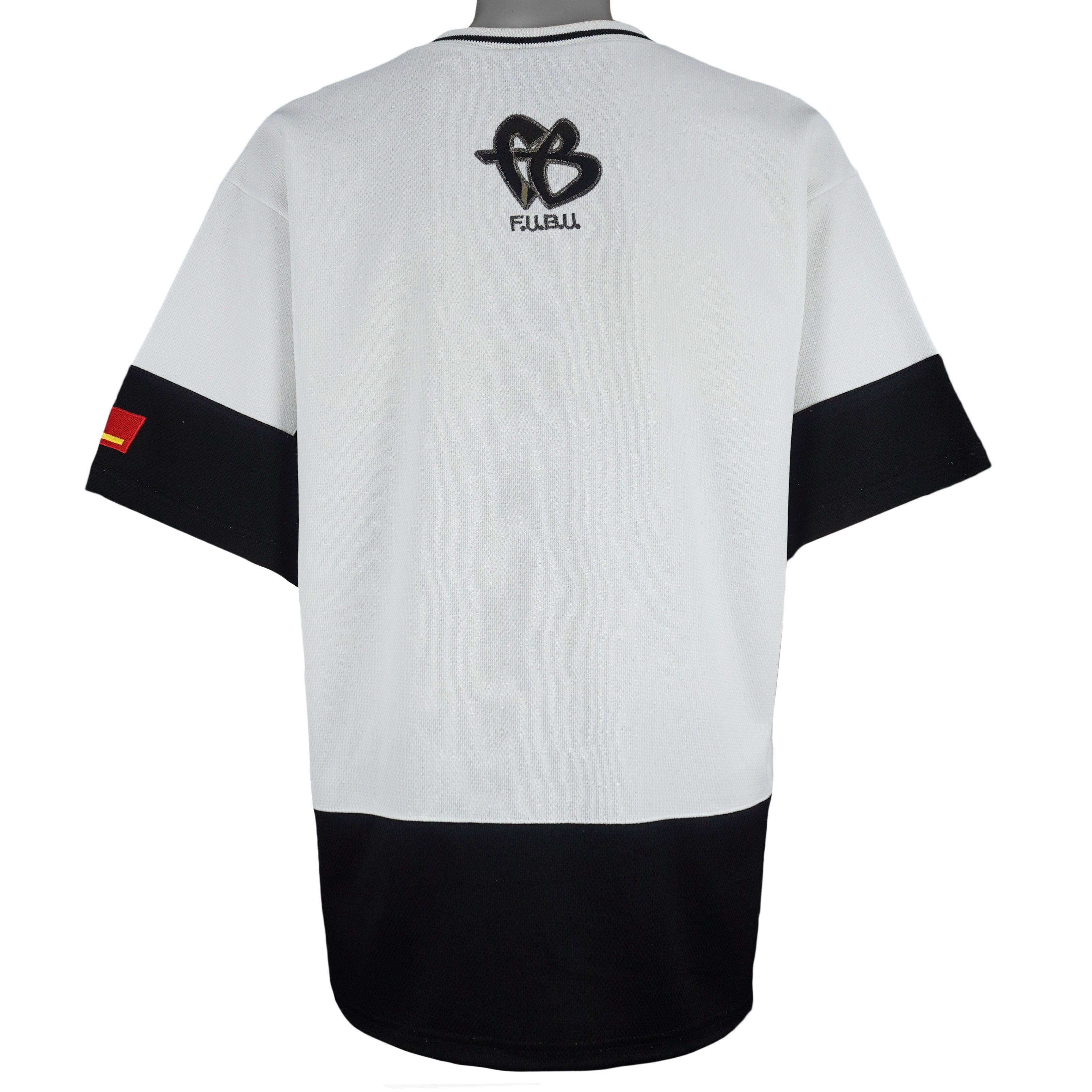 FUBU - White with Black Camo Logo Jersey T-Shirt 1990s XXX-Large Vintage Retro