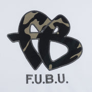 FUBU - White with Black Camo Logo Jersey T-Shirt 1990s XXX-Large Vintage Retro