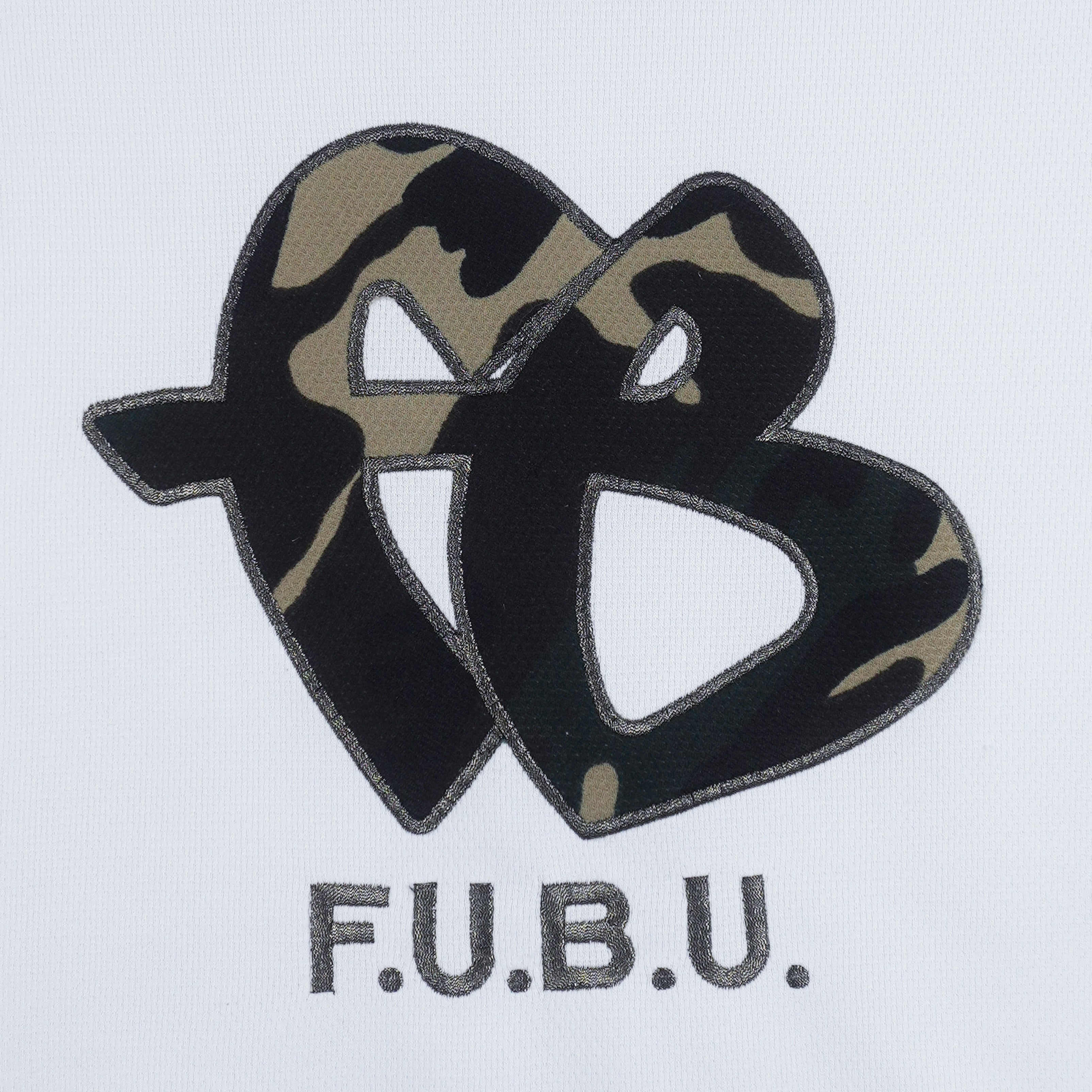 FUBU - White with Black Camo Logo Jersey T-Shirt 1990s XXX-Large Vintage Retro