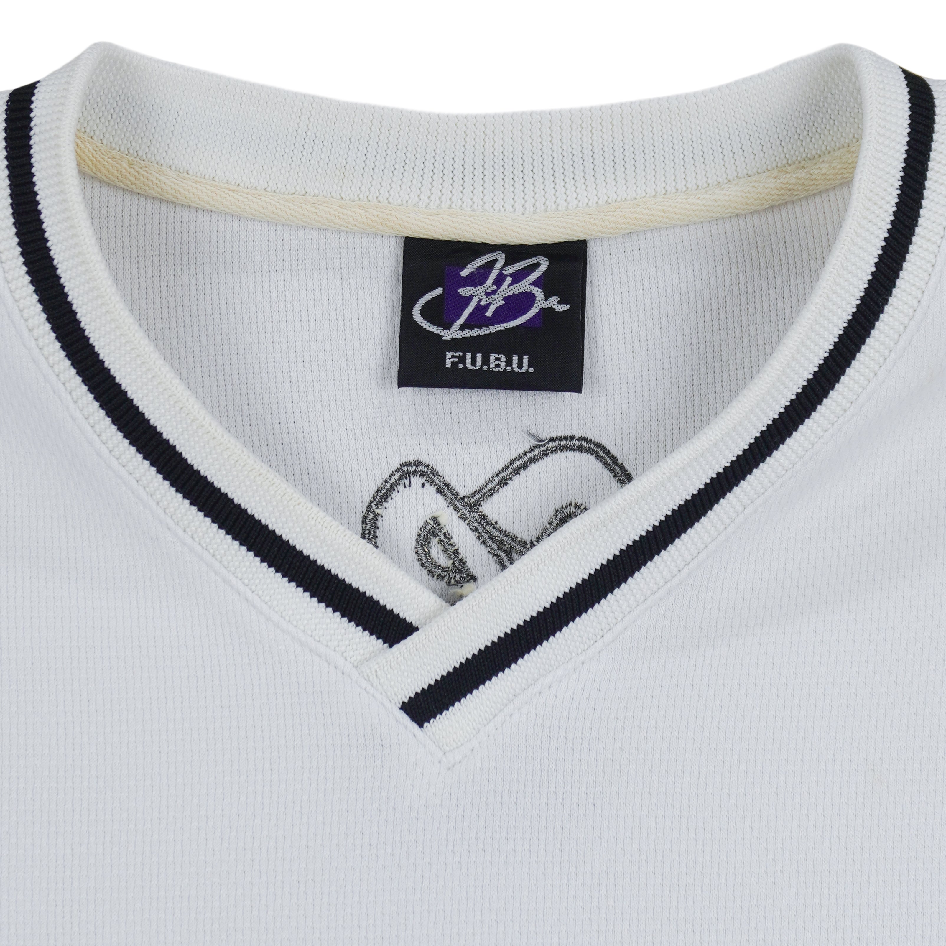 FUBU - White with Black Camo Logo Jersey T-Shirt 1990s XXX-Large Vintage Retro