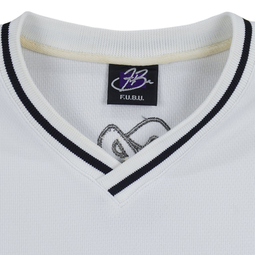 FUBU - White with Black Camo Logo Jersey T-Shirt 1990s XXX-Large Vintage Retro
