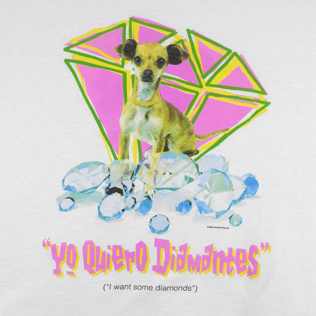 Vintage (Anvil) - Yo Quiero Diamantes Chihuahua T-Shirt 1998 Large Vintage Retro