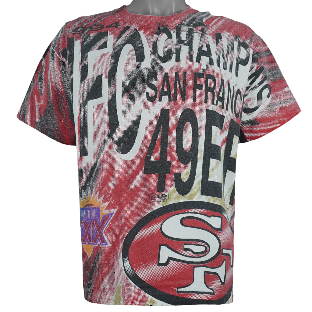 NFL (Signal) - 49ers, Super Bowl XXIX Champions All Over Print T-Shirt 1994 Large Vintage Retro Football