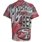 NFL (Signal) - 49ers, Super Bowl XXIX Champions All Over Print T-Shirt 1994 Large Vintage Retro Football