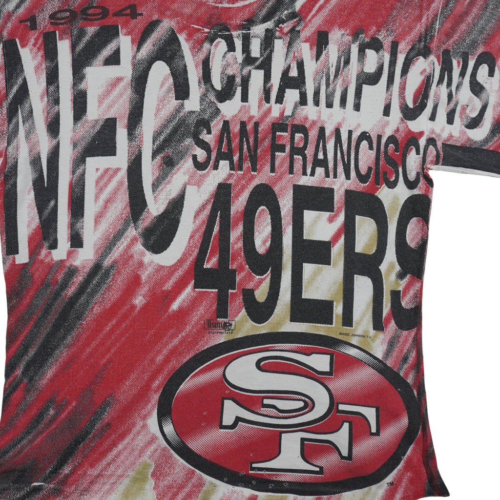 NFL (Signal) - 49ers, Super Bowl XXIX Champions All Over Print T-Shirt 1994 Large Vintage Retro Football