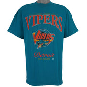 IHL (CSA) - Detroit Vipers Spell-Out T-Shirt 1990s Large Vintage Retro Hockey