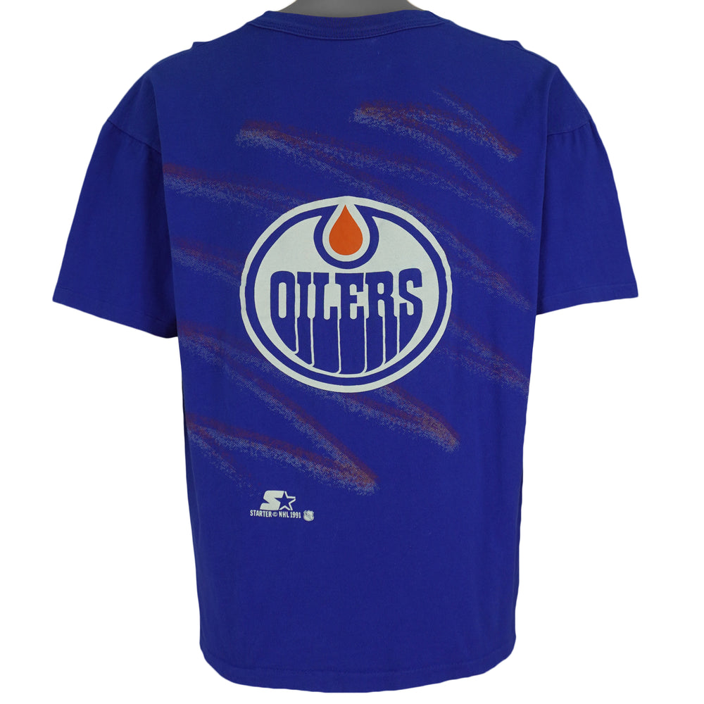 Starter - Edmonton Oilers Big Logo T-Shirt 1991 Large Vintage Retro Hockey