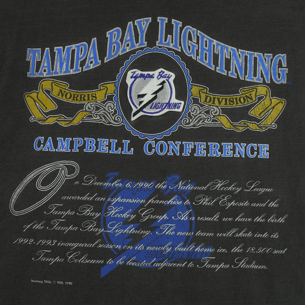 NHL (Nutmeg) - Tampa Bay Lightning Spell-Out T-Shirt 1992 X-Large Vintage Retro Hockey