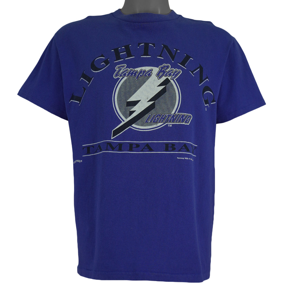 NHL (Nutmeg) - Tampa Bay Lightning Big Logo T-Shirt 1994 Large Vintage Retro Hockey