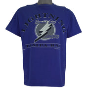 NHL (Nutmeg) - Tampa Bay Lightning Big Logo T-Shirt 1994 Large Vintage Retro Hockey