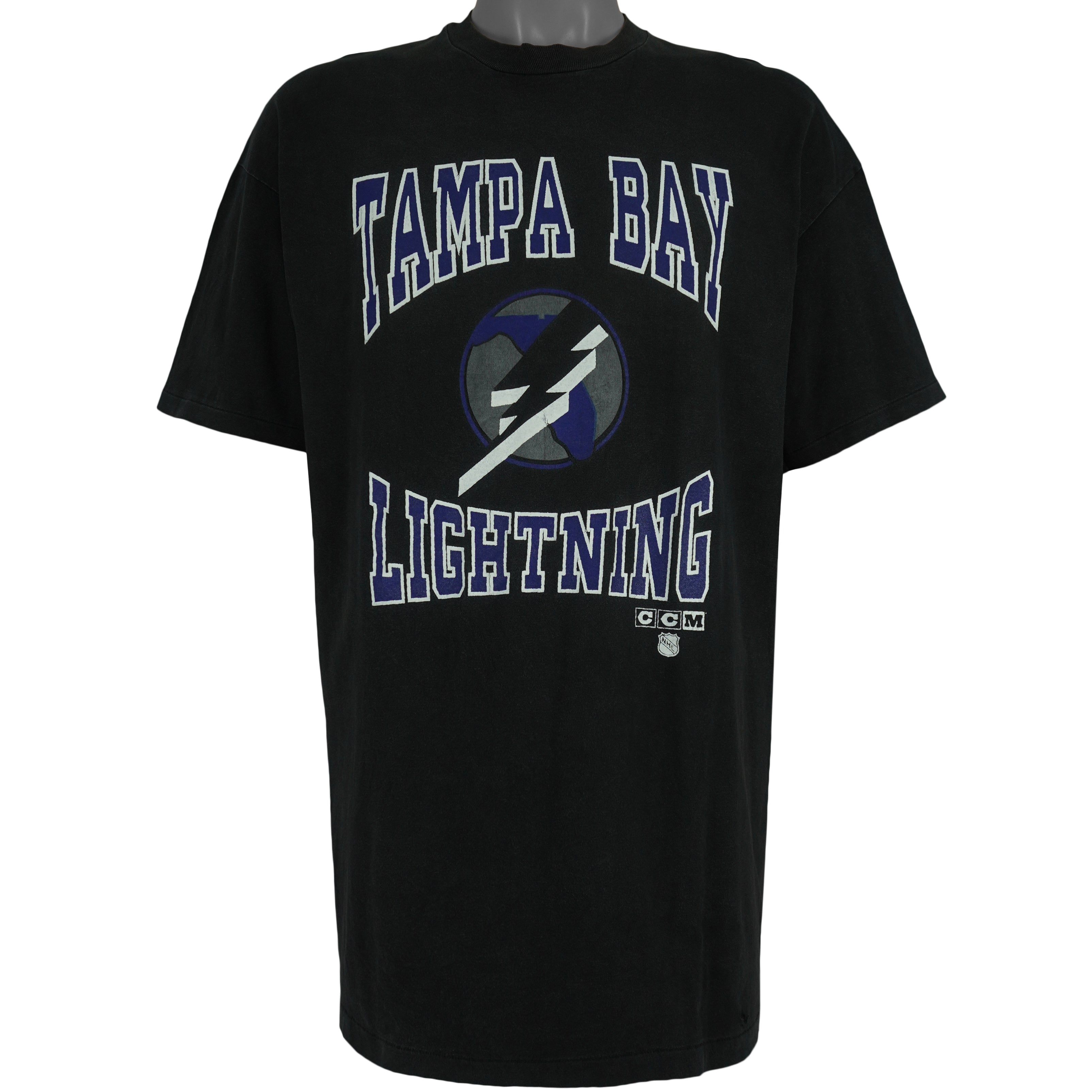 NHL (Hanes) - Tampa Bay Lightning T-Shirt 1990s X-Large Vintage Retro Hockey