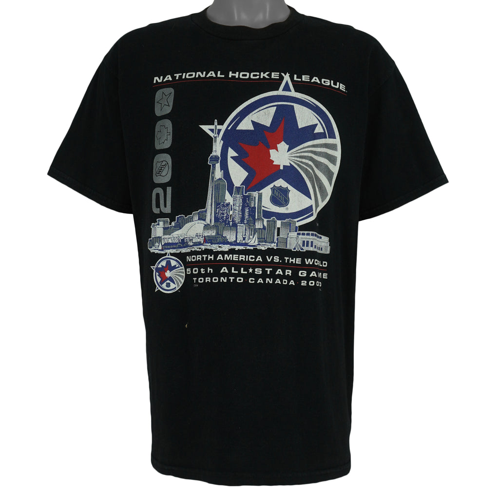 NHL (Tultex) - North America Vs The World, 50th All-Star Game T-Shirt 2000 Large Vintage Retro Hockey
