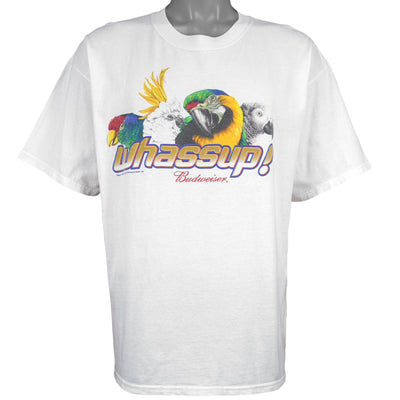 Budweiser (Gildan) - Whassup! Parrot Spell-Out T-Shirt 1990s X-Large