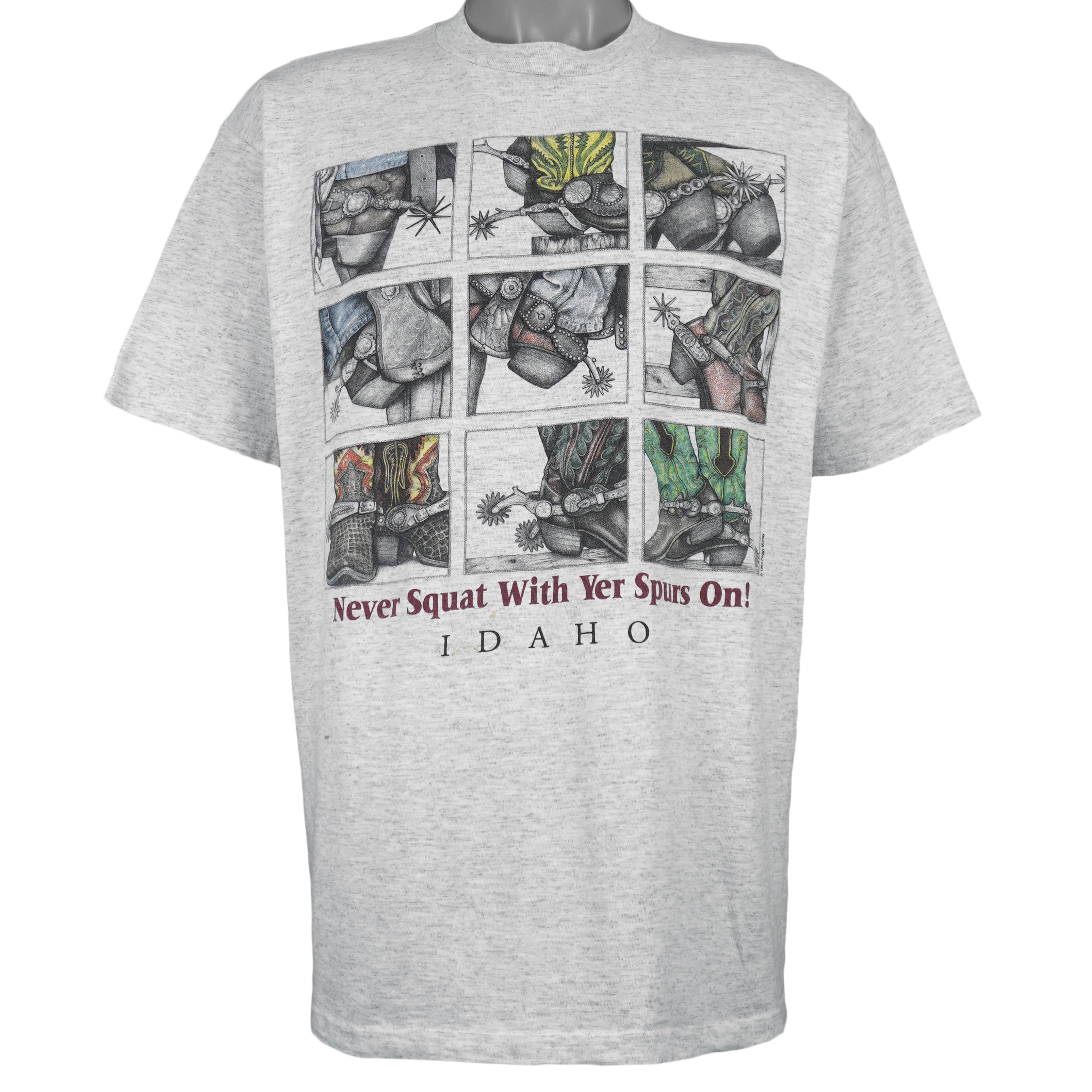 Vintage (All sport) - Cowboy Boots, Never Squat With Yer Spurs On! T-Shirt 1994 X-Large Vintage Retro