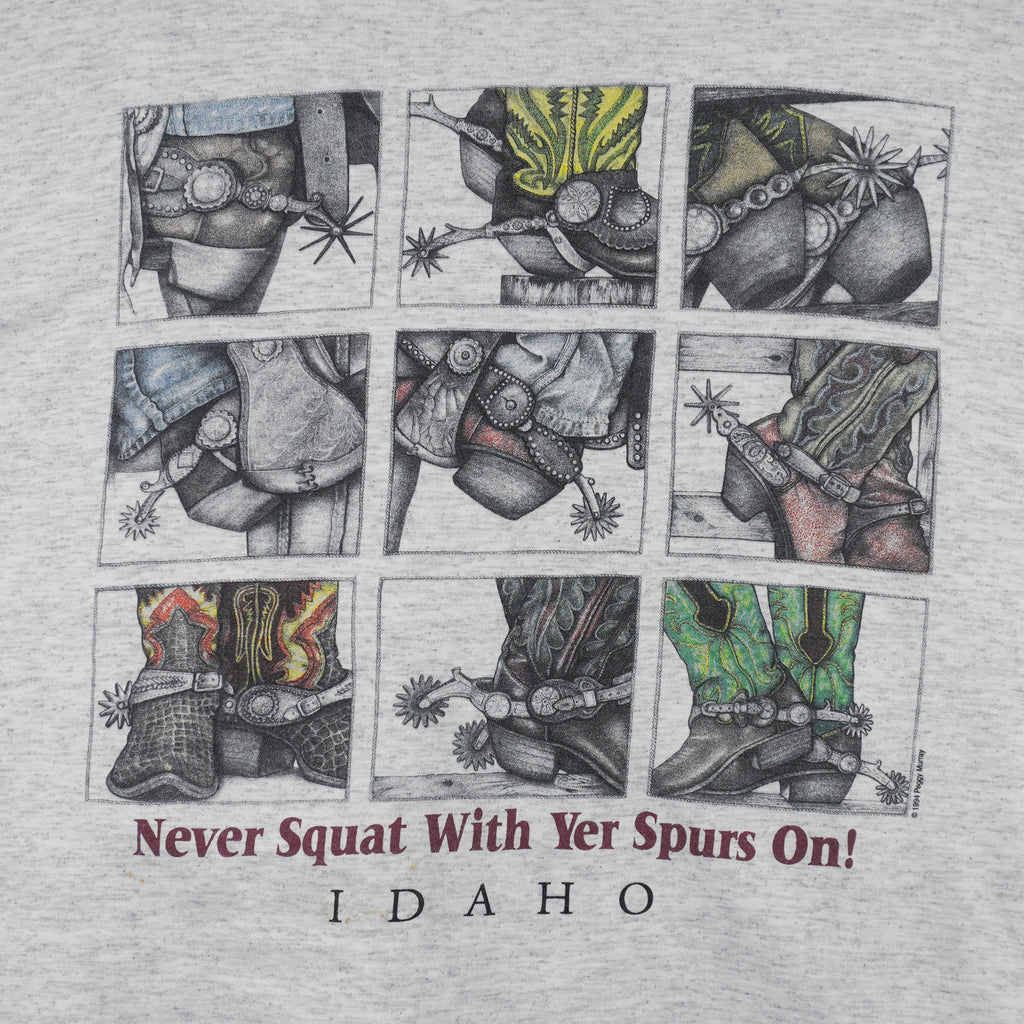 Vintage (All sport) - Cowboy Boots, Never Squat With Yer Spurs On! T-Shirt 1994 X-Large Vintage Retro