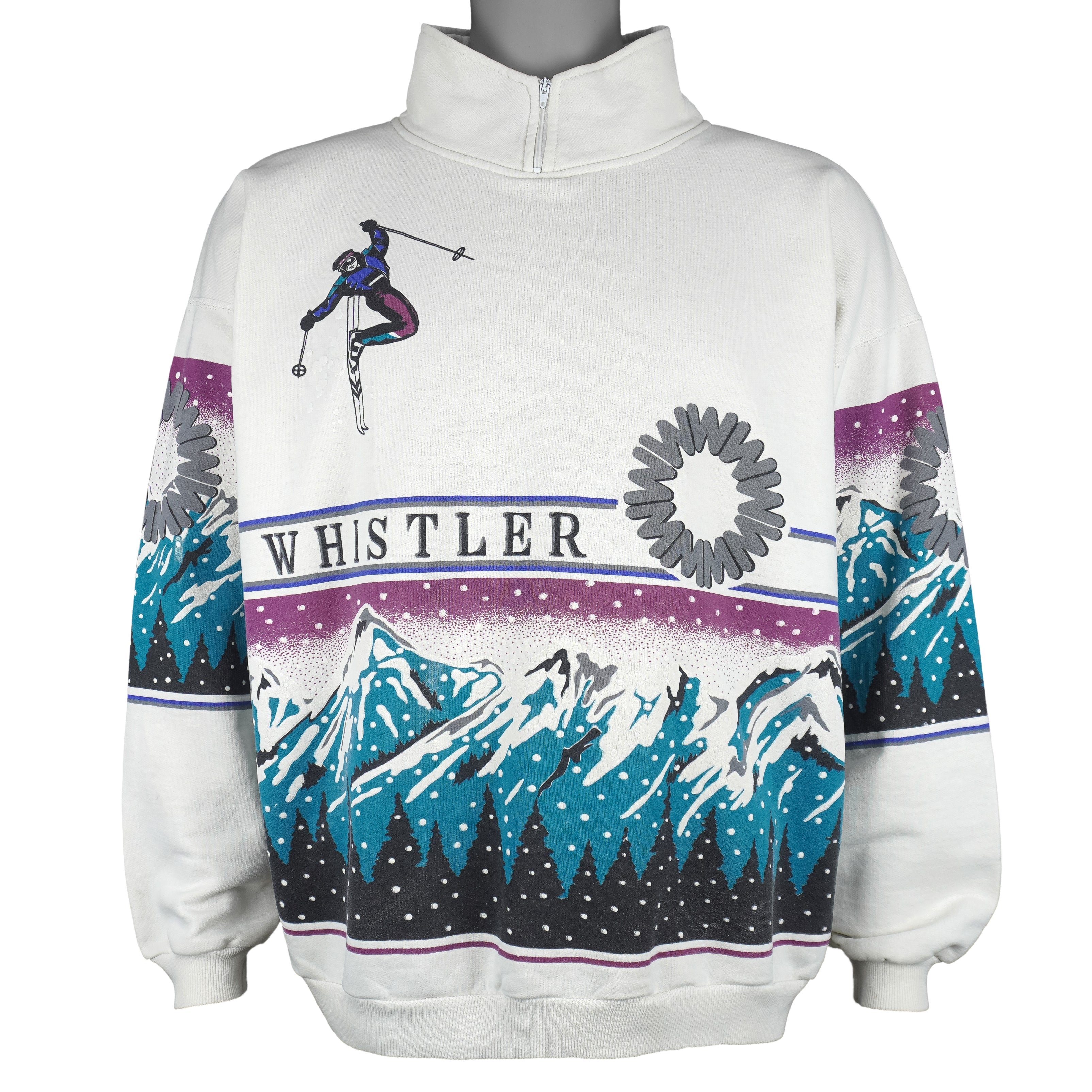 Vintage - Ski Whistler Mountain Pullover Sweatshirt 1990s Medium Vintage Retro