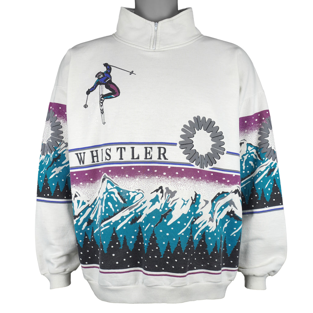 Vintage - Ski Whistler Mountain Pullover Sweatshirt 1990s Medium Vintage Retro