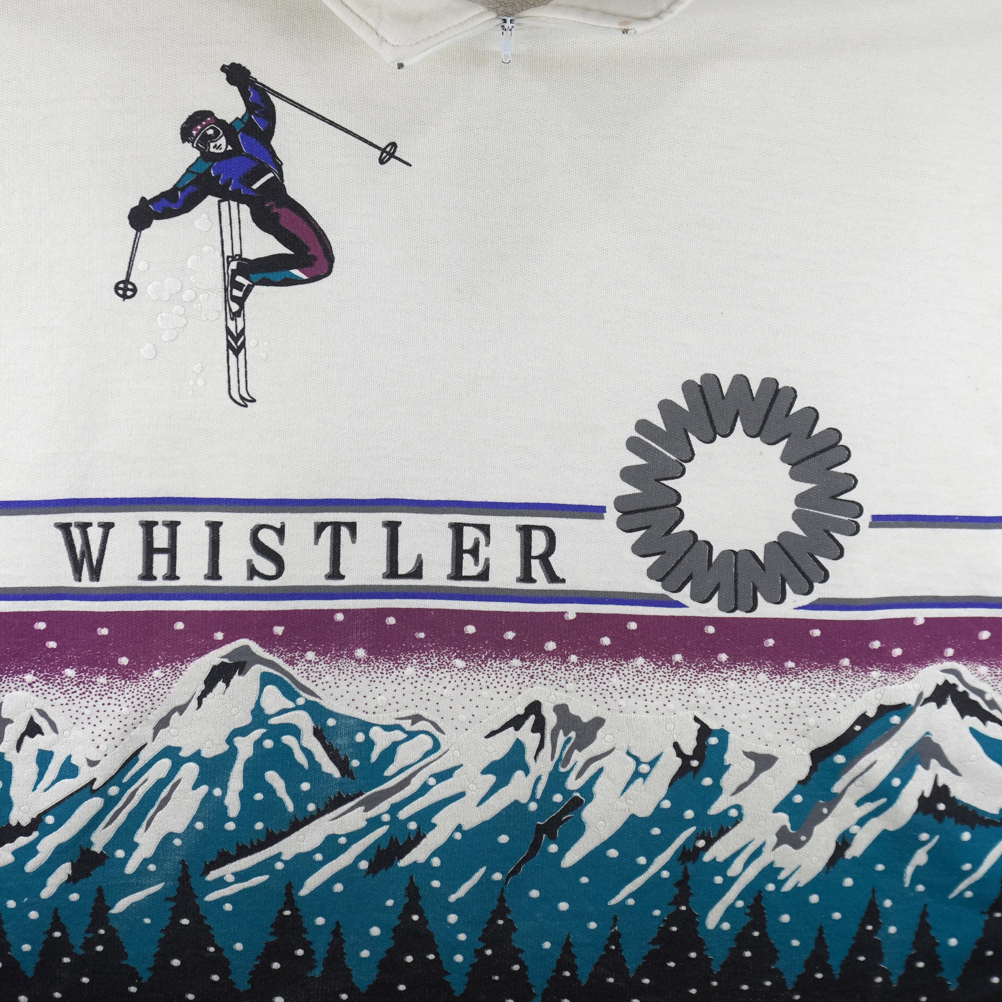 Vintage - Ski Whistler Mountain Pullover Sweatshirt 1990s Medium Vintage Retro