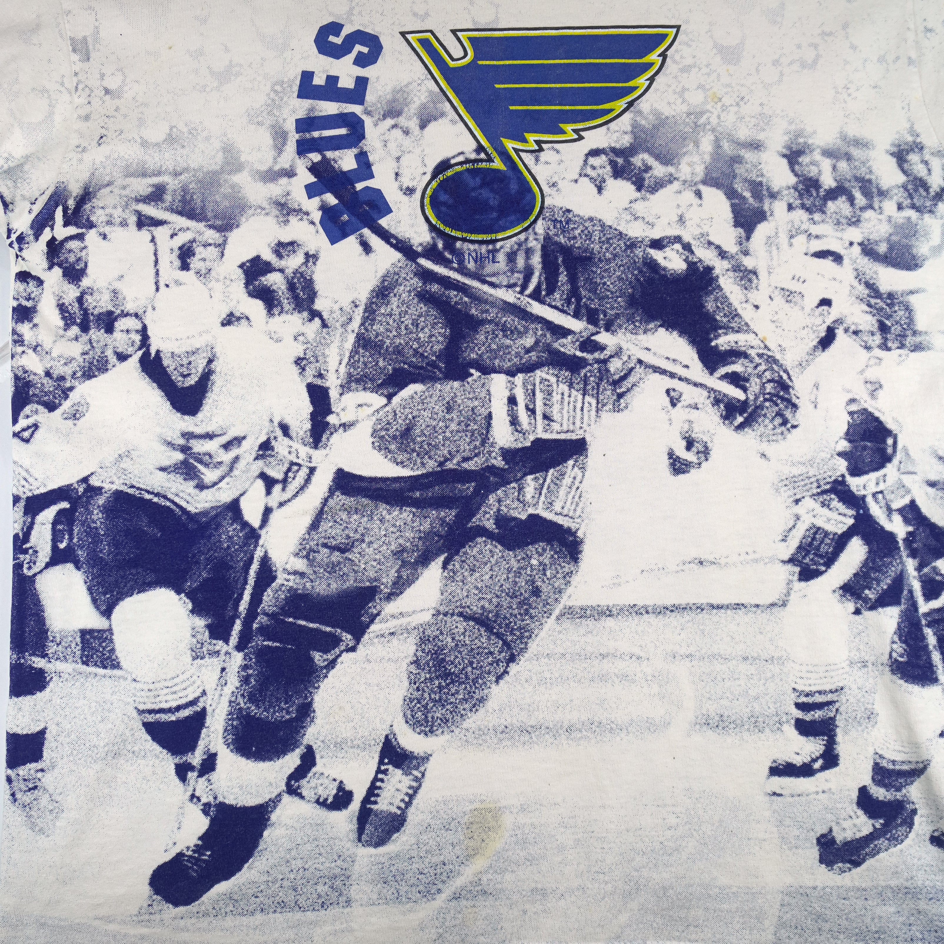 NHL - St. Louis Blues All Over Print T-Shirt 1990s Large Vintage Retro Hockey