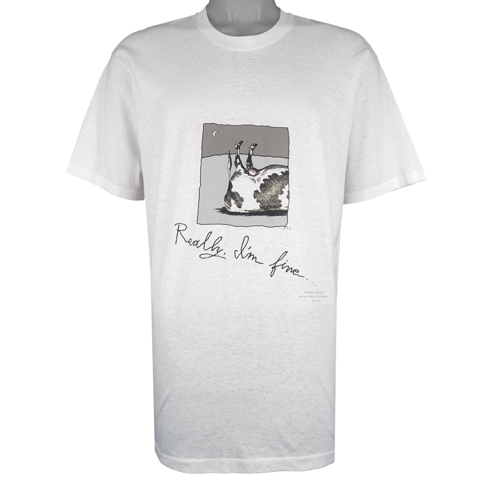 Vintage (Stedman) - Really, I'm Fine Shoebox Greeting by Hallmark T-Shirt 1990s X-Large Vintage Retro