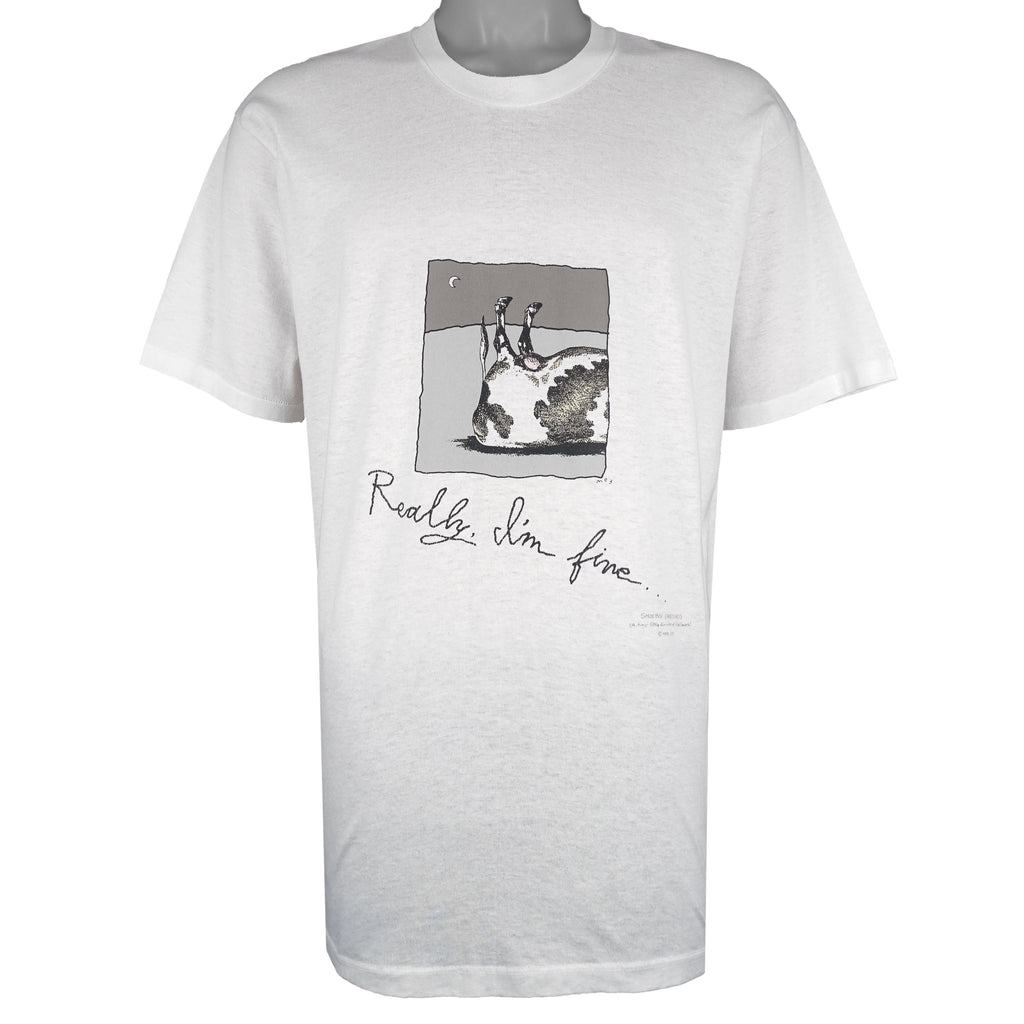 Vintage (Stedman) - Really, I'm Fine Shoebox Greeting by Hallmark T-Shirt 1990s X-Large Vintage Retro