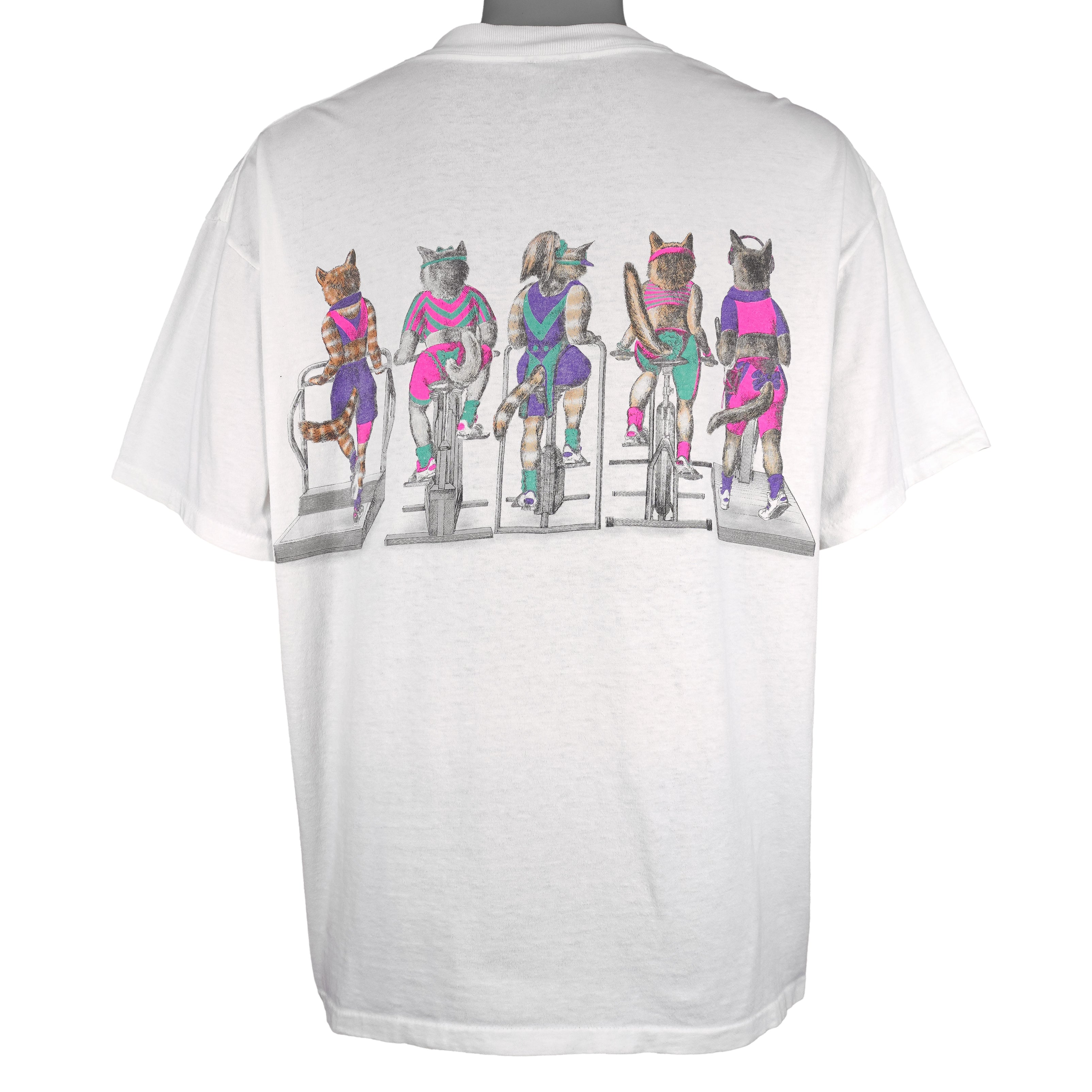 Vintage (Oneita) - Workout Cats T-Shirt 1990s X-Large Vintage Retro