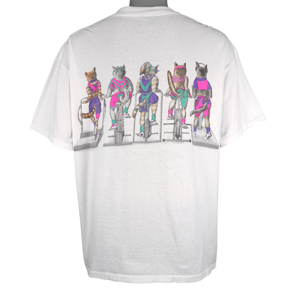 Vintage (Oneita) - Workout Cats T-Shirt 1990s X-Large Vintage Retro