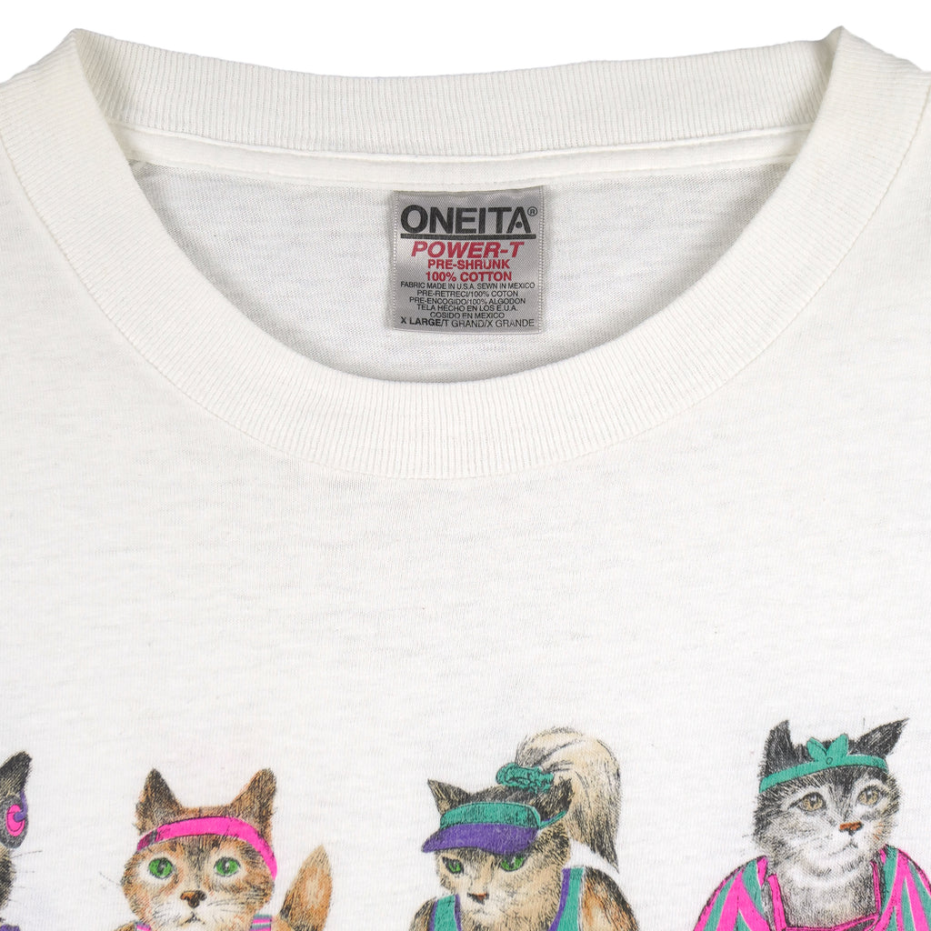 Vintage (Oneita) - Workout Cats T-Shirt 1990s X-Large Vintage Retro