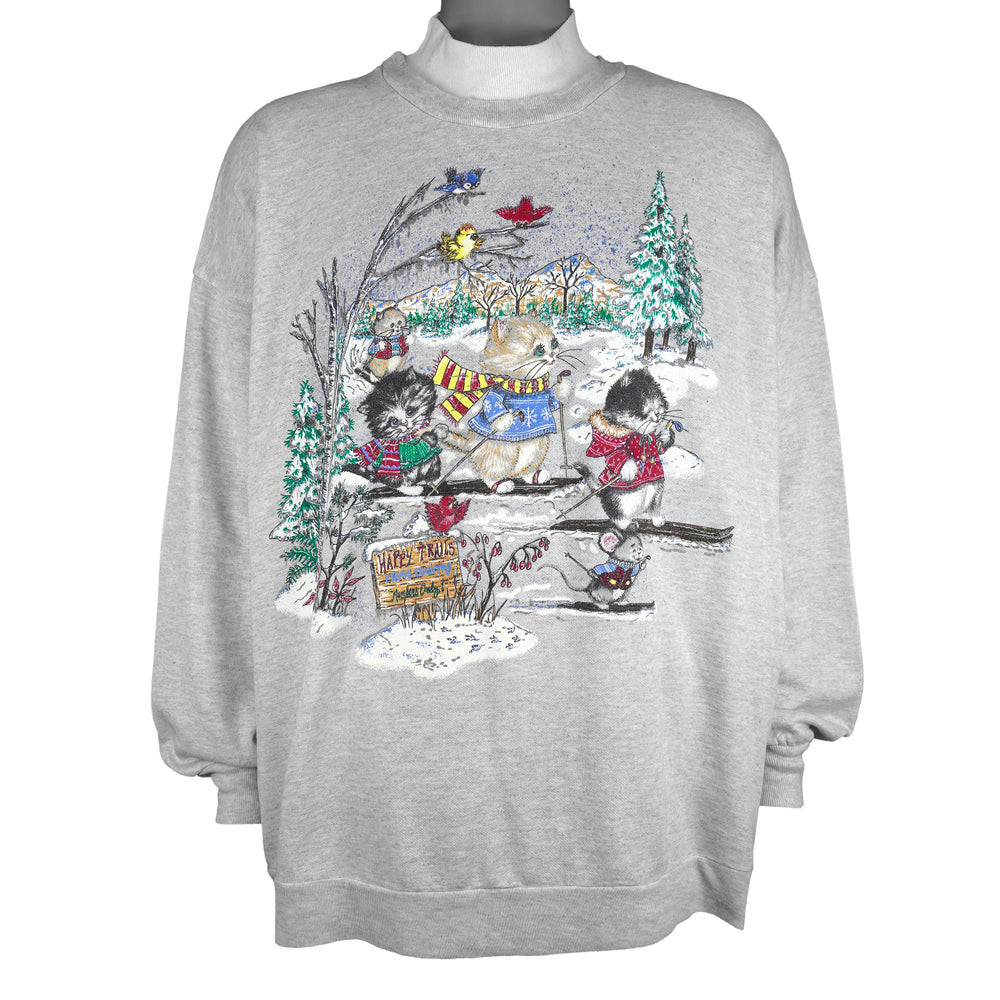 Vintage (Nutcracker) - Kitties Happy Trail Only Members Crew Neck Sweatshirt 1990s XX-Large vintage retro