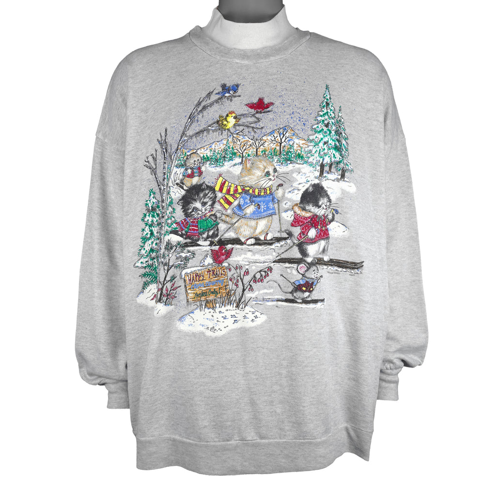 Vintage (Nutcracker) - Kitties Happy Trail Only Members Crew Neck Sweatshirt 1990s XX-Large vintage retro