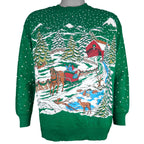 Vintage (Nutcracker) - Winter Scene with Horses Crew Neck Sweatshirt 1990s Medium vintage retro