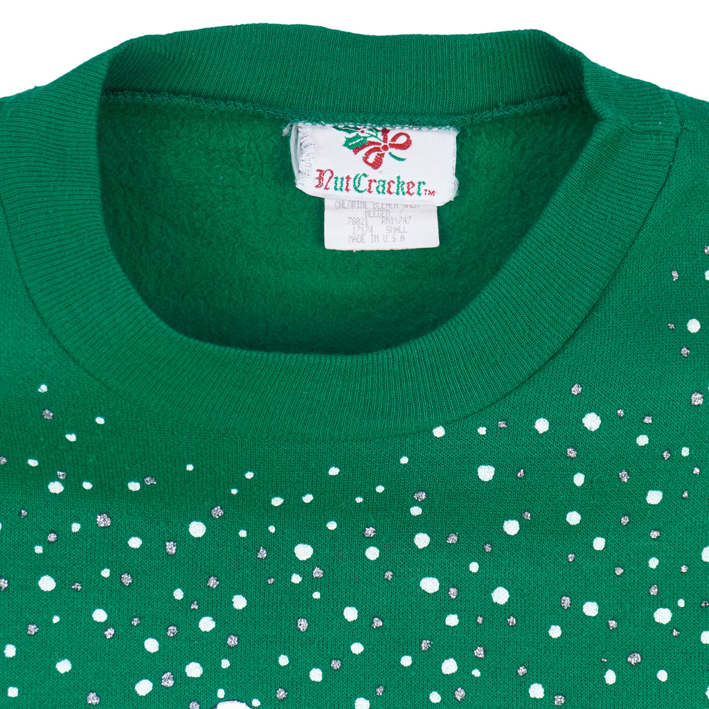 Vintage (Nutcracker) - Winter Scene with Horses Crew Neck Sweatshirt 1990s Medium