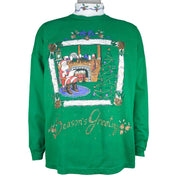 Vintage (Holiday Time) - Santa Claus "Season Greetings" Turtleneck Sweatshirt 1990s Large vintage retro