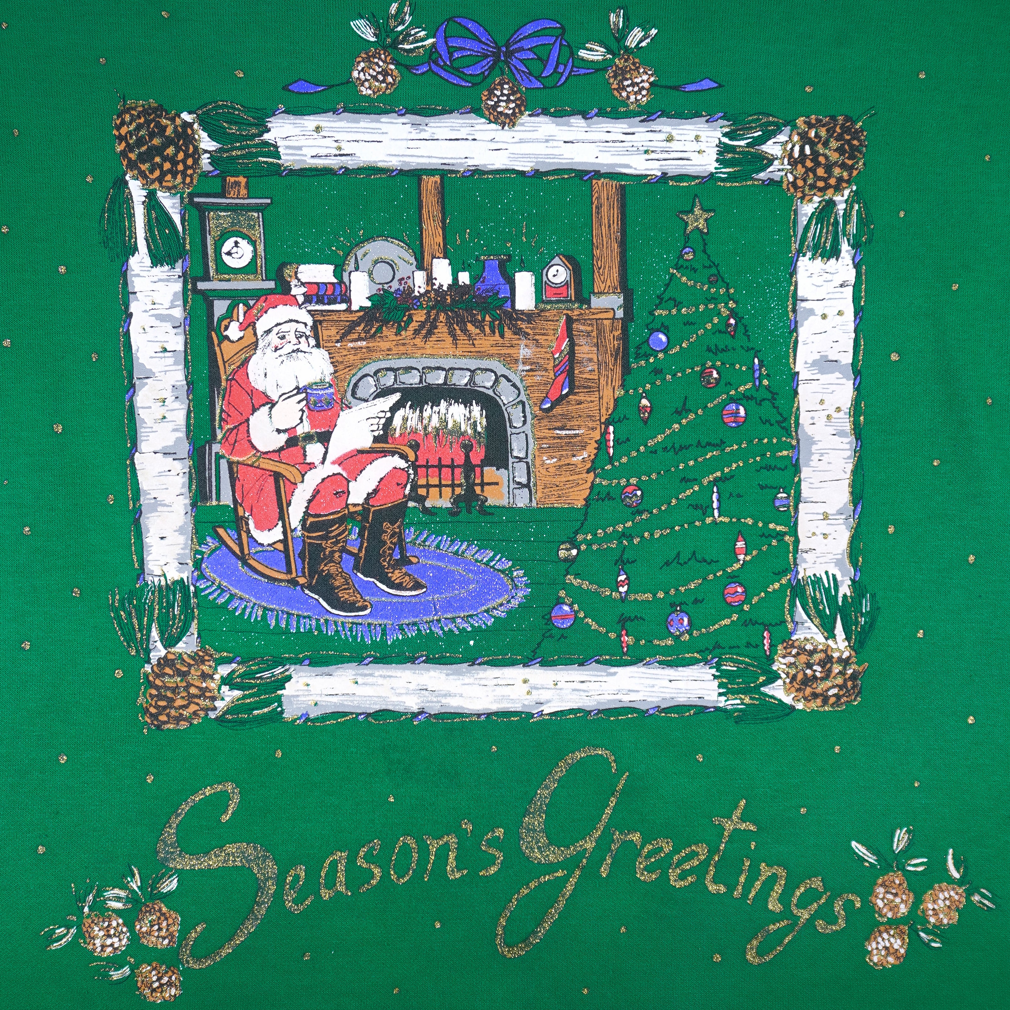 Vintage (Holiday Time) - Santa Claus "Season Greetings" Turtleneck Sweatshirt 1990s Large vintage retro