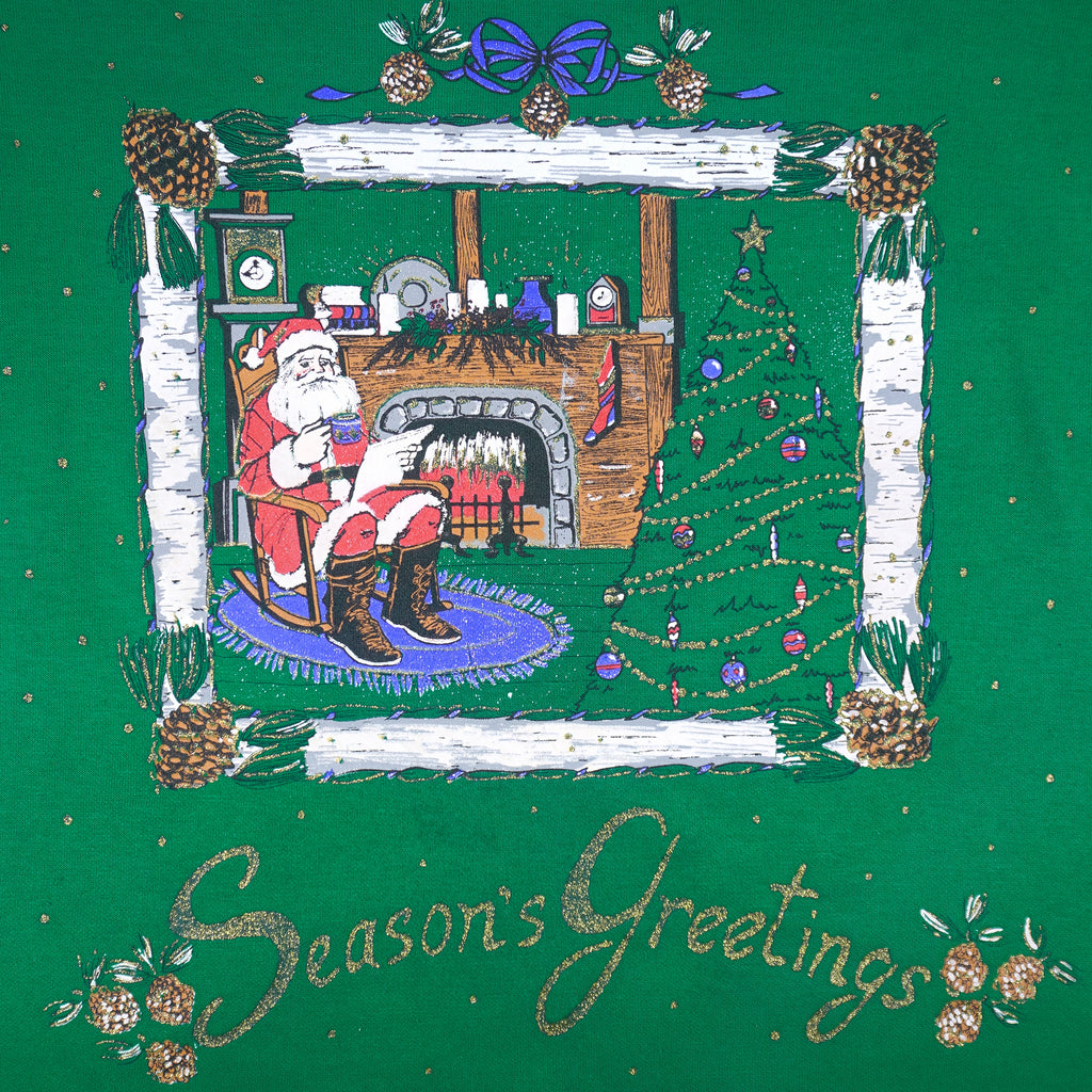 Vintage (Holiday Time) - Santa Claus "Season Greetings" Turtleneck Sweatshirt 1990s Large vintage retro