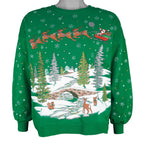 Vintage (Nutcracker) - Santa Claus Scenic Holiday Crew Neck Sweatshirt 1990s Medium vintage retro
