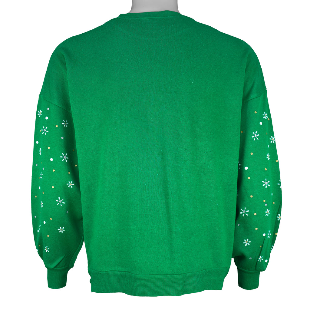 Vintage (Nutcracker) - Santa Claus Scenic Holiday Crew Neck Sweatshirt 1990s Medium