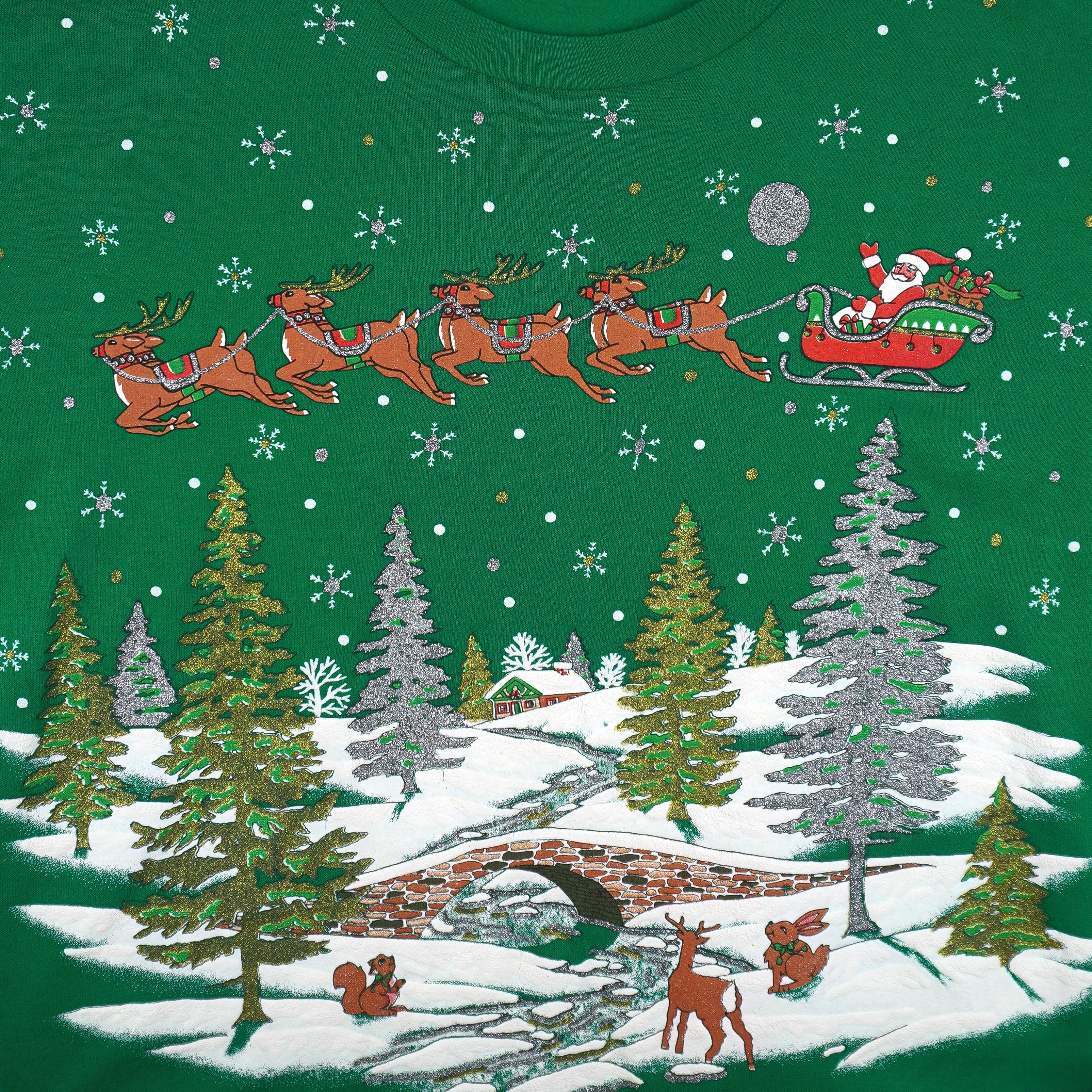 Vintage (Nutcracker) - Santa Claus Scenic Holiday Crew Neck Sweatshirt 1990s Medium