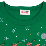 Vintage (Nutcracker) - Santa Claus Scenic Holiday Crew Neck Sweatshirt 1990s Medium