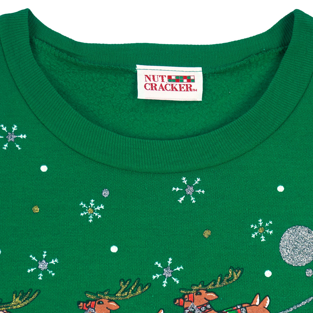 Vintage (Nutcracker) - Santa Claus Scenic Holiday Crew Neck Sweatshirt 1990s Medium