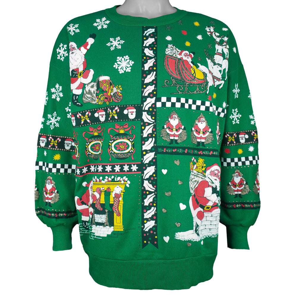 Vintage (Nutcracker) - Festive Patchwork Christmas Crew Neck Sweatshirt 1990s Large vintage retro