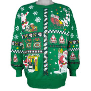 Vintage (Nutcracker) - Festive Patchwork Christmas Crew Neck Sweatshirt 1990s Large vintage retro