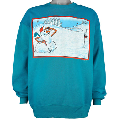 Vintage - Snowman Playing Golf Crew Neck Sweatshirt 1990s X-Large