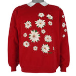 Vintage (Morning Sun) - Christmas Poinsettia Crew Neck Sweatshirt 1990s Large