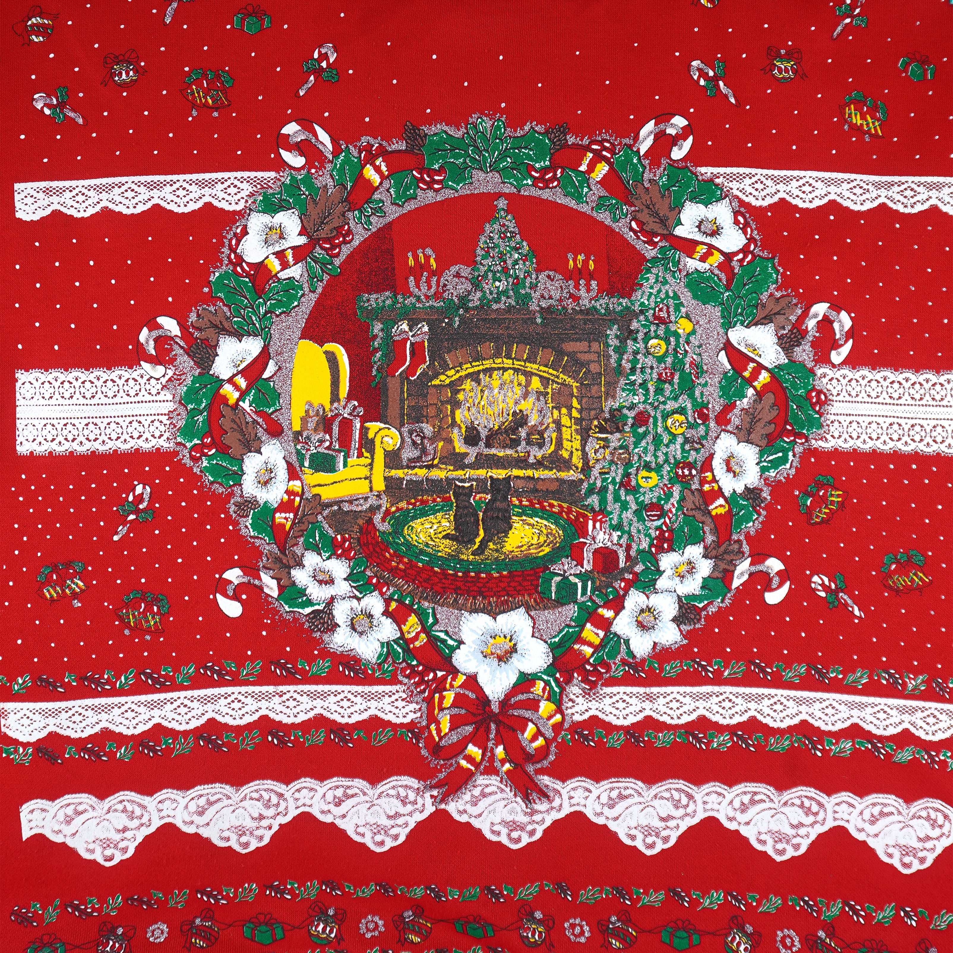 Vintage (Nutcracker Plus Size) - Christmas Wreath Crew Neck Sweatshirt 1990s XX-Large vintage retro