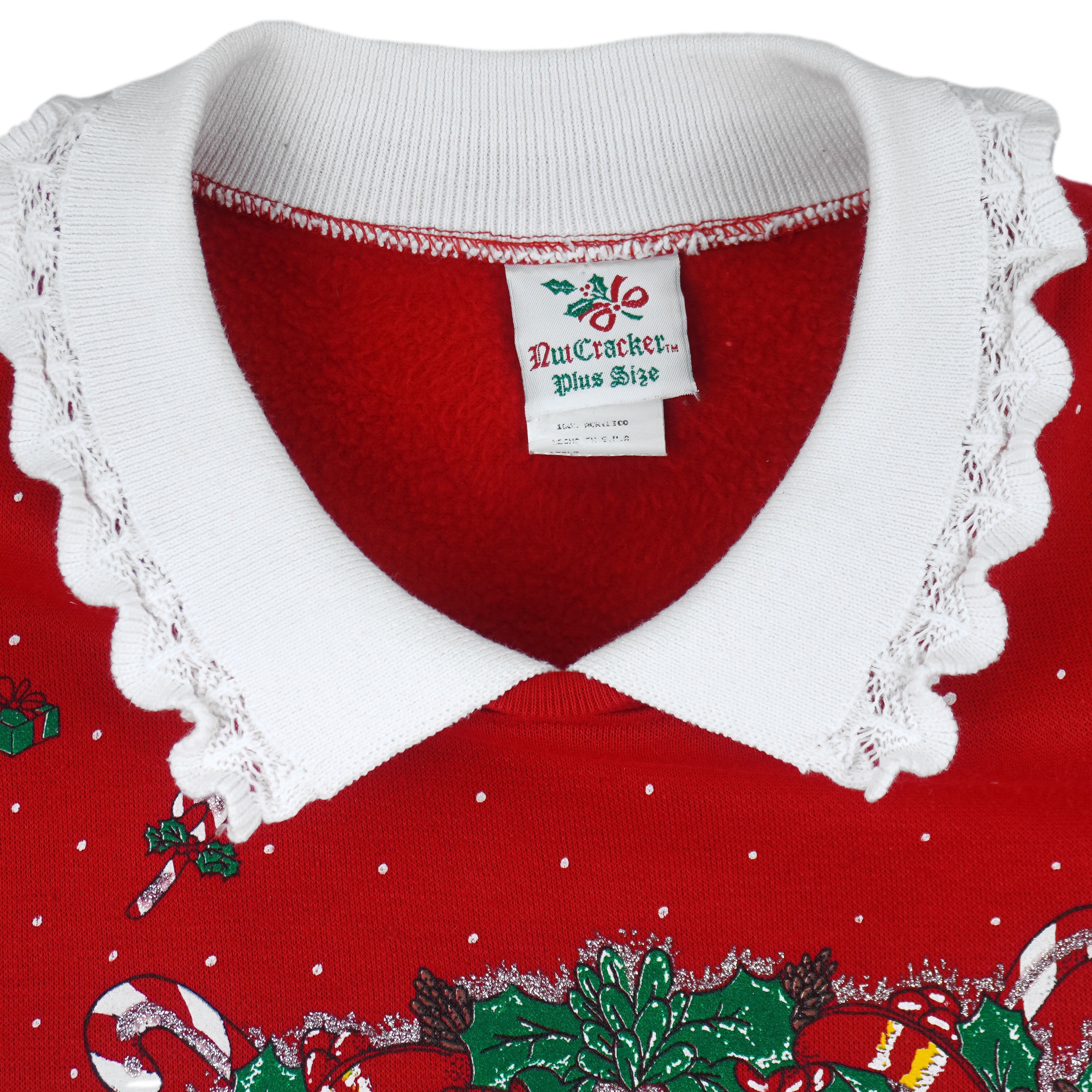 Vintage (Nutcracker Plus Size) - Christmas Wreath Crew Neck Sweatshirt 1990s XX-Large vintage retro