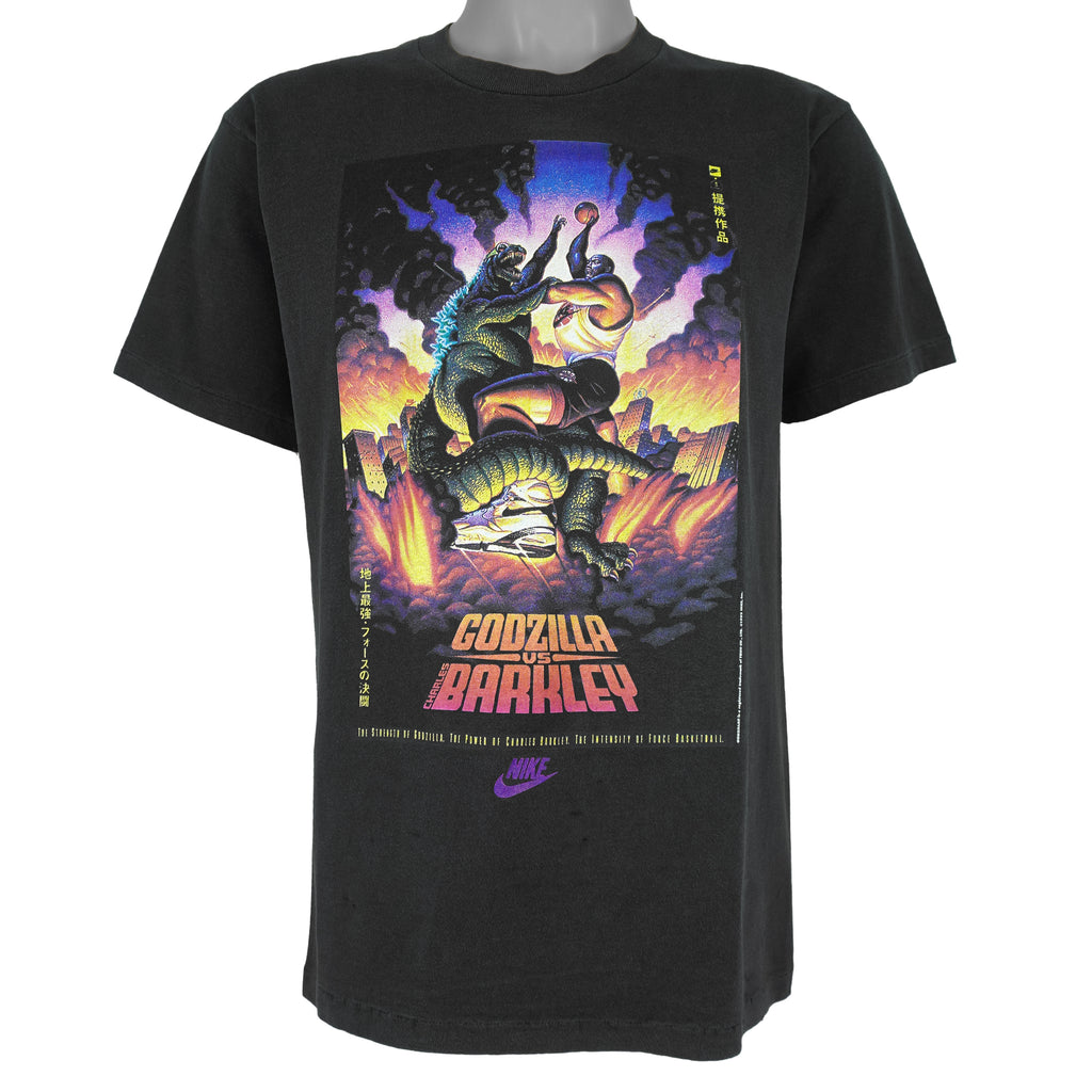 Nike - Charles Barkley VS Godzilla T-Shirt 1990s Medium Vintage retro